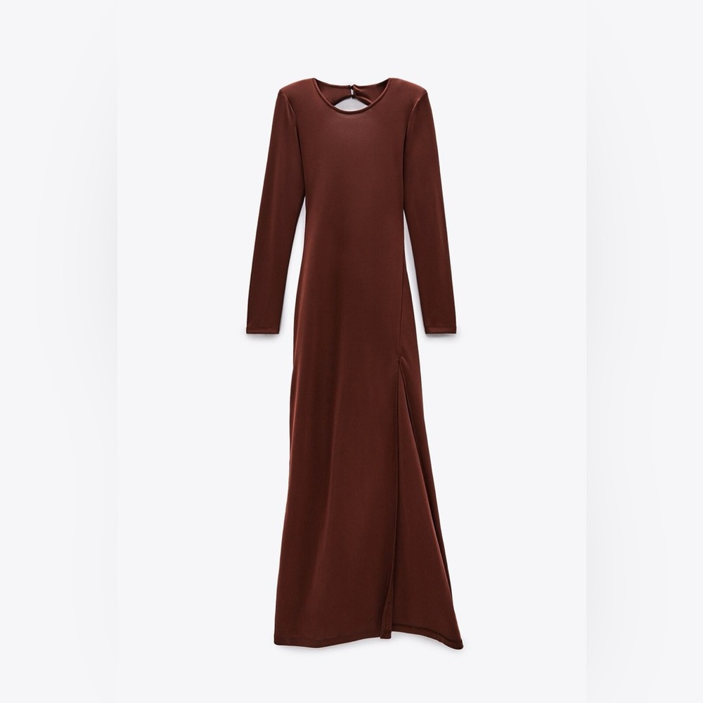 ZARA Elegant & Playful Brown Maxi Dress NWT